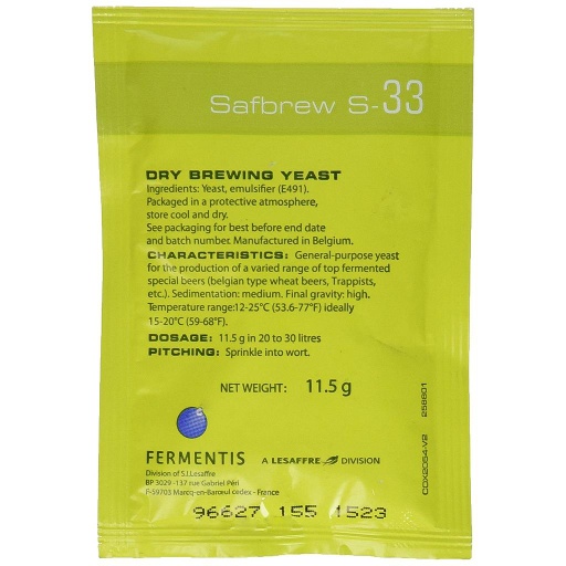 Levadura Safbrew S-33 11.5g - Fermentis